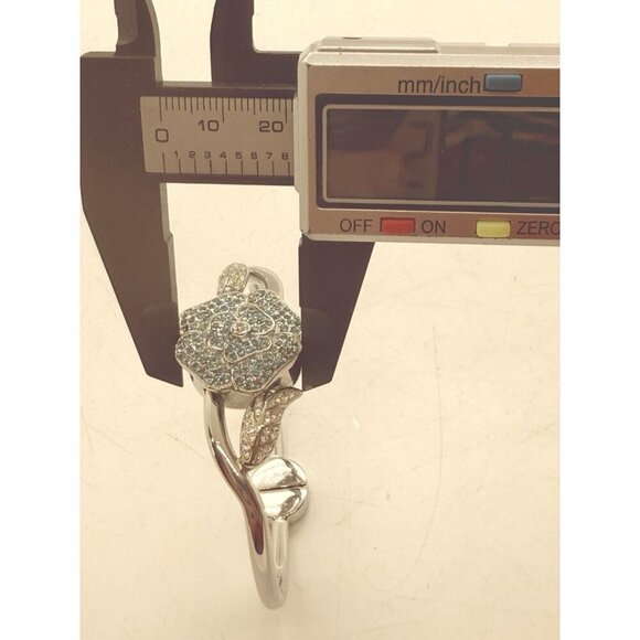 Bellagio BelTempo Fiori Floral Women Hidden Dial Bracelet Watch Silver Turquoise - Picture 5 of 9